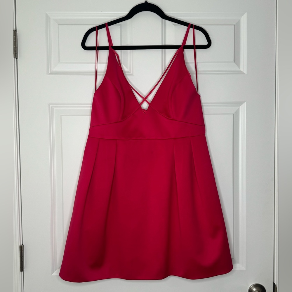 Topshop hot pink a-line strappy mini dress